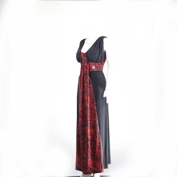 Lady Rich London Maxi Dress Red Pattern Chic Elegance - Picture 2 of 4